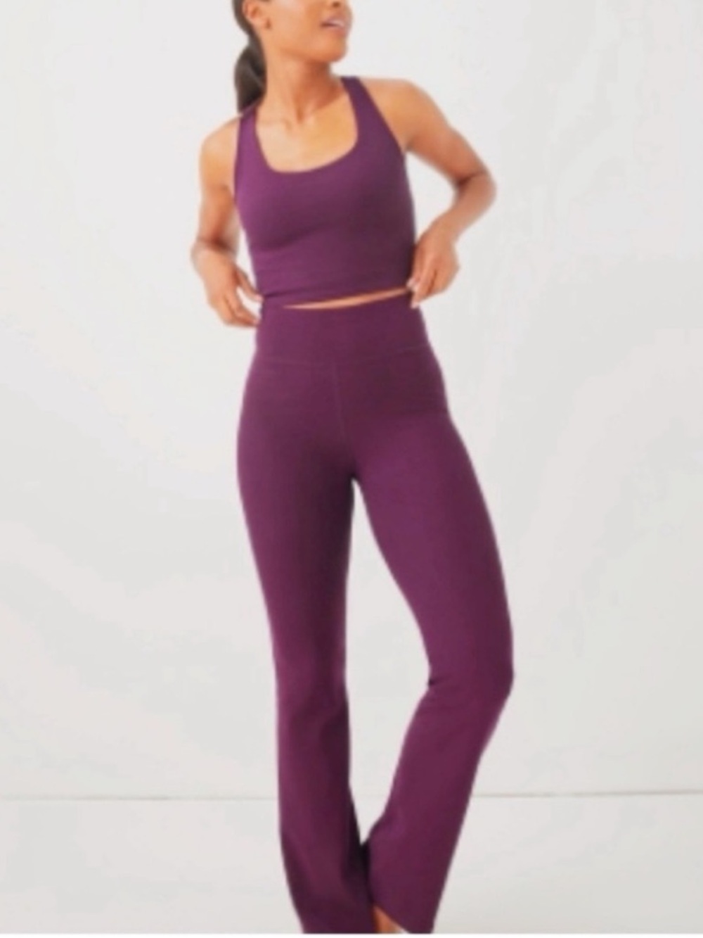 Pact Organic ribbed purple straight Leg Leggings Size L